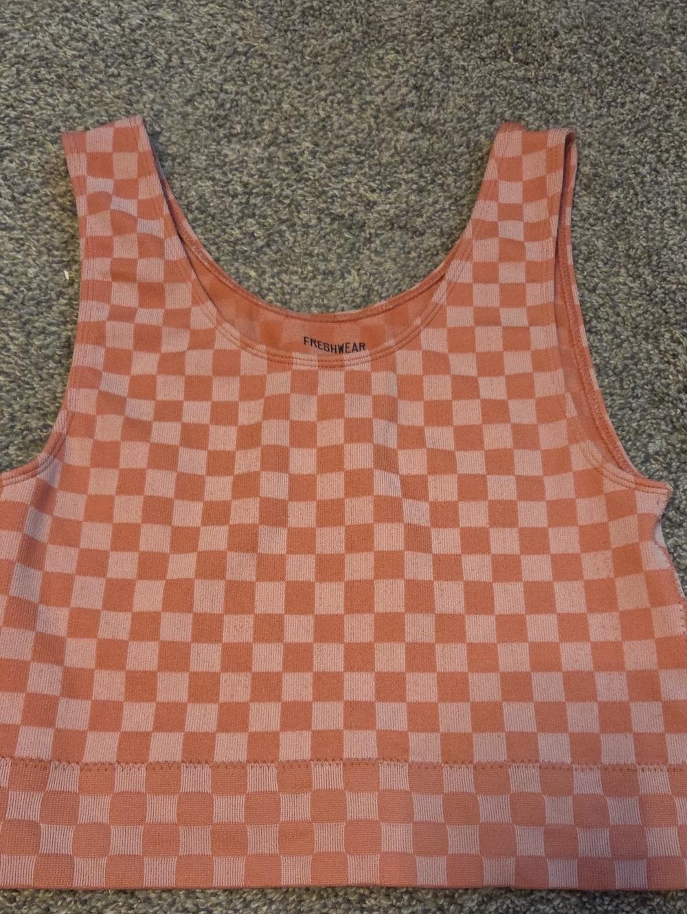 Pink Checkerboard Cropped Tank Top